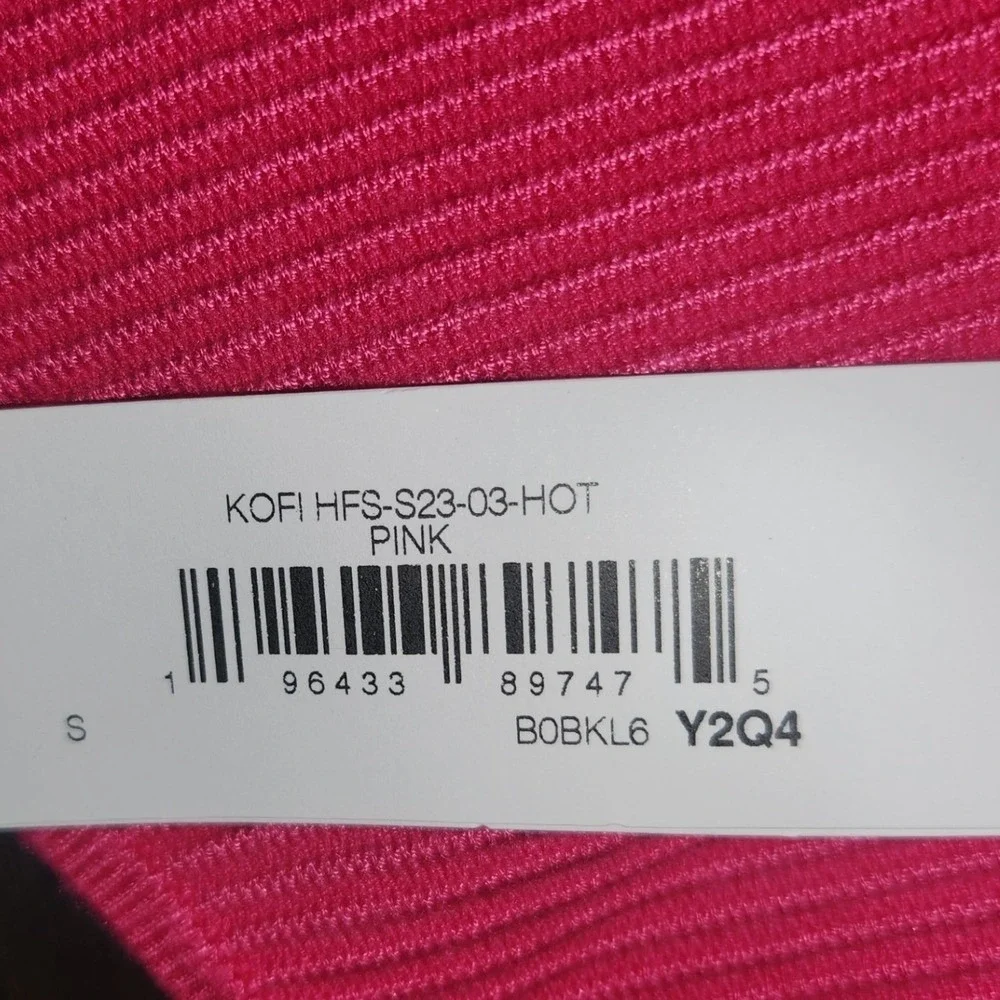 The Drop One Shoulder Hot Pink Ribbed Sleeveless Crop‎ Top - Size S